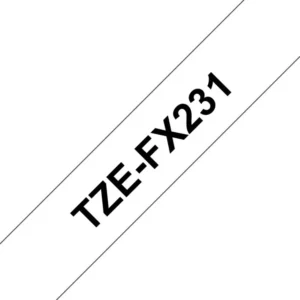 Brother TZe-FX231 Flexible ID Tape Black on White 12mm-A