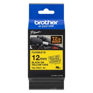 Brother TZe-FX631 Flexible ID Tape Black on Yellow 12mm