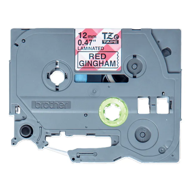 Brother TZe-MPRG31 Laminated Tape Black on Red Gingham Pattern 12mm x 4m