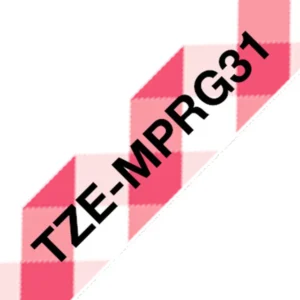 Brother TZe-MPRG31 Laminated Tape Black on Red Gingham Pattern 12mm x 4m-B