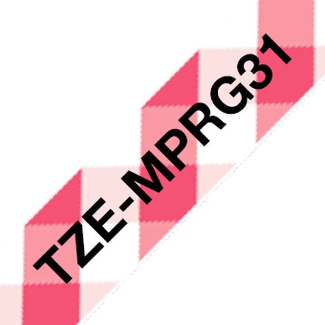 Brother TZe-MPRG31 Laminated Tape Black on Red Gingham Pattern 12mm x 4m