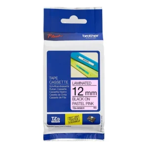 Brother TZe-MQE31 Laminated Tape Black on Pastel Pink 12mm x 4m