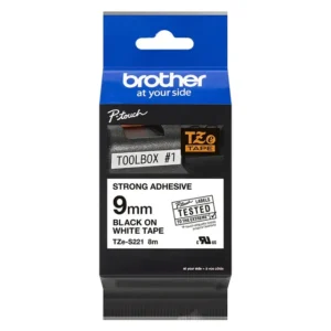 Brother TZe-S221 Strong Adhesive Tape Black on White 9mm