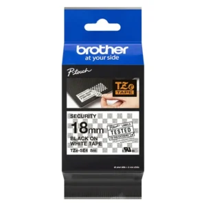 Brother TZe-SE4 Security Tape Black on White 18mm