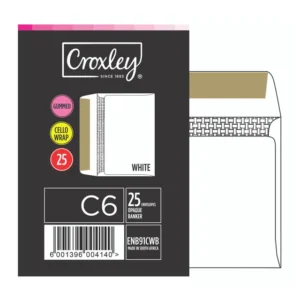 Croxley C6 Envelopes Gummed White - Pack 25 (FINAL STOCK)