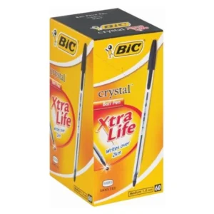 Bic Crystal Xtra Life Ballpoint Pen Medium 1.0mm Black - Box 60