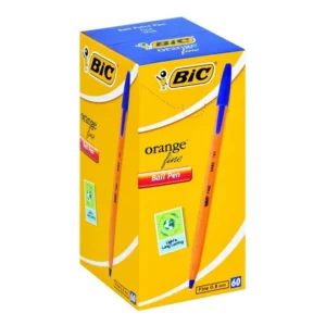 Bic Orange Ballpoint Pen Fine 0.8mm Blue - Box 60