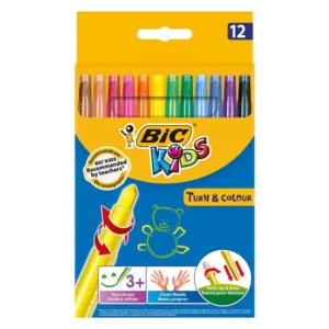 Bic Turn & Colour Retractable Wax Crayons Wallet 12