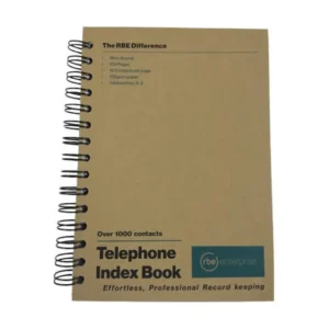 F0751-RBE A5 Spiral Bound Telephone Index Book A-Z - 104 Pages