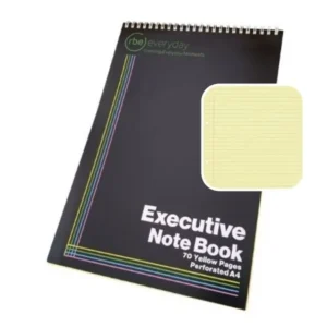 F1602-RBE A4 Spiral Bound Executive Note Book - 70 Yellow Pages