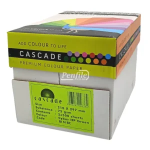 Cascade A4 Colour Paper 75gsm Ream 500 Sheets - Cyber HP Green (2)