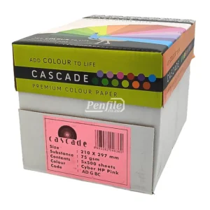 Cascade A4 Colour Paper 75gsm Ream 500 Sheets - Cyber HP Pink (1)