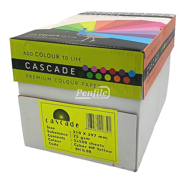 Cascade A4 Colour Paper 75gsm Ream 500 Sheets - Cyber HP Yellow
