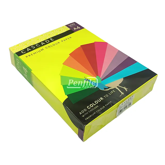 Cascade A4 Colour Paper 75gsm Ream 500 Sheets - Cyber HP Yellow