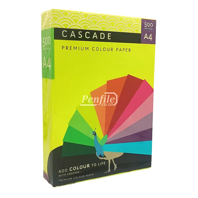 Cascade A4 Colour Paper 75gsm Ream 500 Sheets - Cyber HP Yellow