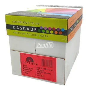 Cascade A4 Colour Paper 80gsm Ream 500 Sheets - Deep Tint Red (1)