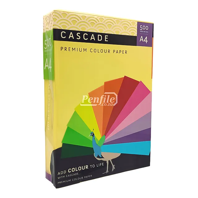 Cascade A4 Colour Paper 80gsm Ream 500 Sheets - Pastel Yellow