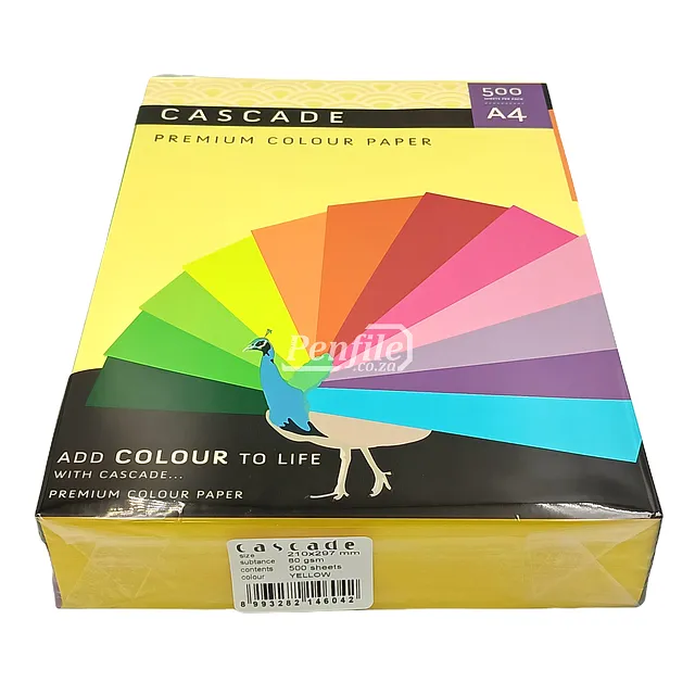 Cascade A4 Colour Paper 80gsm Ream 500 Sheets - Pastel Yellow