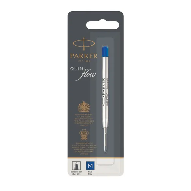 Parker Quinkflow Ballpoint Medium 1.0mm Pen Refill - Blue - Box 12