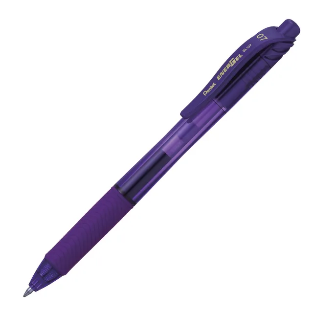 14 X Assortiti Pentel BL107 EnerGel Penne A Sfera Retrattile. 0.7 Mm Punta In Metallo. Impugnatura In Gomma. 2 Pezzi: Nero, Blu, Rosso, Verde, Viola, Azzurro E Rosa. BL107 Penne Gel