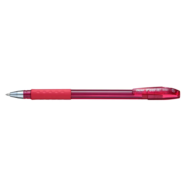 Pentel BX487 Feel-It Grip Ballpoint Pen Fine 0.7mm - Red