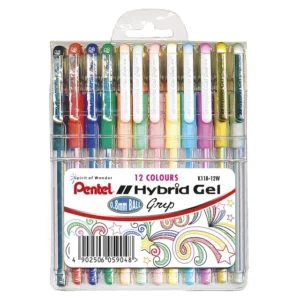 Pentel K118 Hybrid Gel Grip Pen 0.8mm - Wallet 12