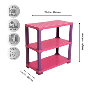 OfficeQ Canteen Twiggy 3 Tier Shelving - Pink & Purple