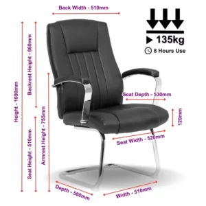 OfficeQ Chantie Visitor Chair - Chrome & Black