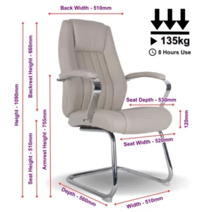 OfficeQ Chantie Visitor Chair - Chrome & Dove Grey