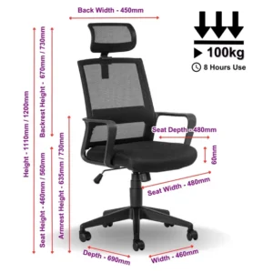 OfficeQ Cindy High Back Chair - Black