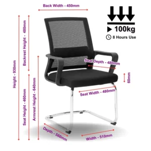 OfficeQ Cindy Visitor Chair - Chrome & Black