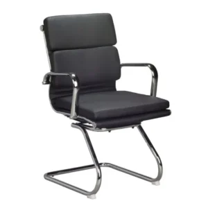 OfficeQ Eames Padded Executive Visitor Chair - Chrome & Black