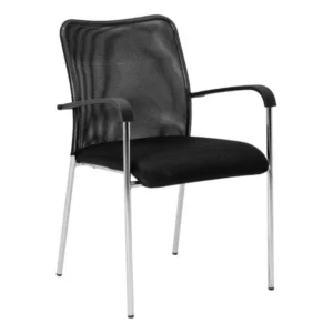 OfficeQ Ice 4 Legged Visitor Chair - Chrome & Black