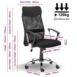 OfficeQ Ice High Back Chair - Chrome & Black