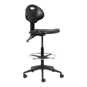 OfficeQ Industrial Draughtsman Chair - Chrome & Black