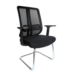OfficeQ Lenny Visitor Chair - Chrome & Black