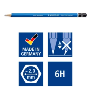 100-6H-Staedtler Mars Lumograph Drawing Pencil 6H - Box 12-
