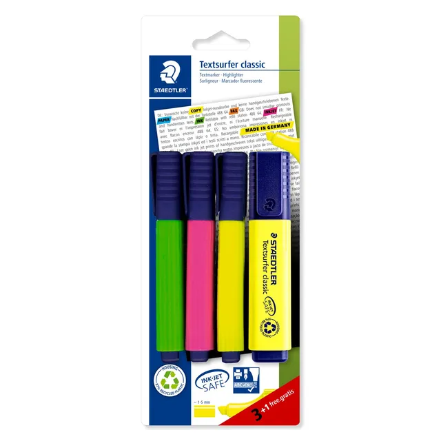 Staedtler Textsurfer Highlighters - Wallet 3 + 1