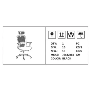 OfficeQ Aila Ergo Therapy High Back Chair - Black
