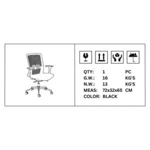 OfficeQ Aila Ergo Therapy Medium Back Chair - Black
