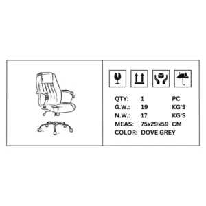 OfficeQ Chantie High Back Chair - Chrome & Dove Grey