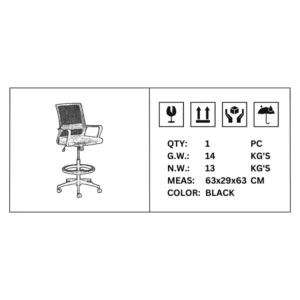 OfficeQ Cindy Draughtsman Chair - Black