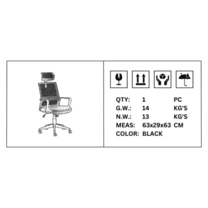 OfficeQ Cindy High Back Chair - Black