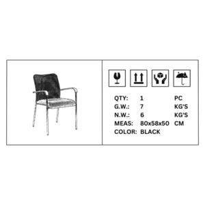 OfficeQ Ice 4 Legged Visitor Chair - Chrome & Black