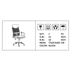 OfficeQ Ice High Back Chair - Chrome & Black