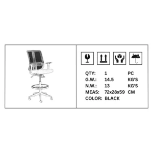 OfficeQ Lenny Draughtsman Chair - Black