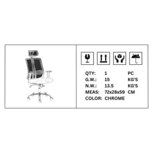 OfficeQ Lenny High Back Chair - Chrome & Black