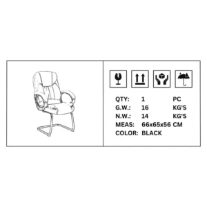 OfficeQ Lielie Visitor Chair - Silver & Black