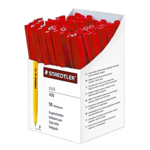 Staedtler Stick 430 Ballpoint Pen Fine Box 50 - Red
