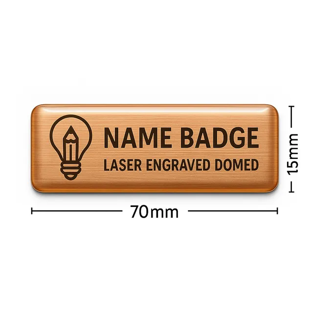 Name Badge Laser Engraved Domed - 70 x 15mm